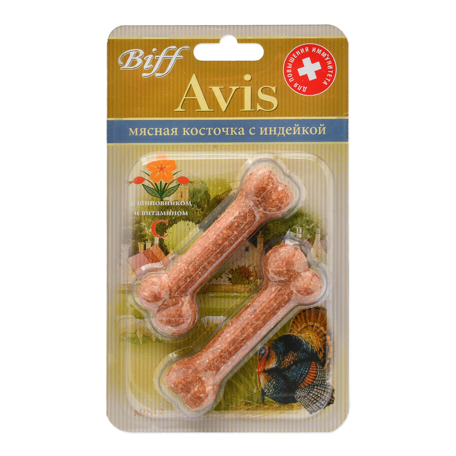 Лакомство для собак BIFF Avis Косточка с индейкой mini 40 г - фото 1