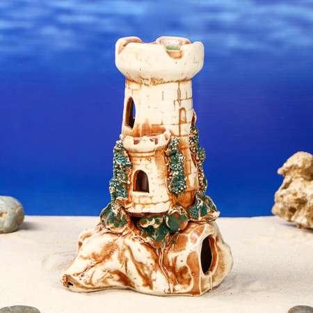 Декорация для аквариума Sima-Land «Башня на скале»