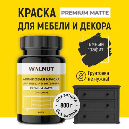 Акриловая краска для мебели и интерьера WALNUT темный графит