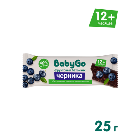 Батончик фруктовый BabyGo с черникой 25 г с 12месяцев