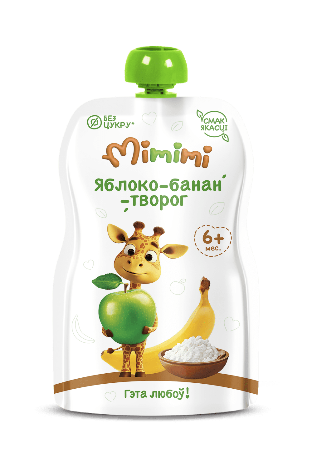 Пюре Mimimi Яблоко-банан-творог с 6 мес 90 г - фото 1