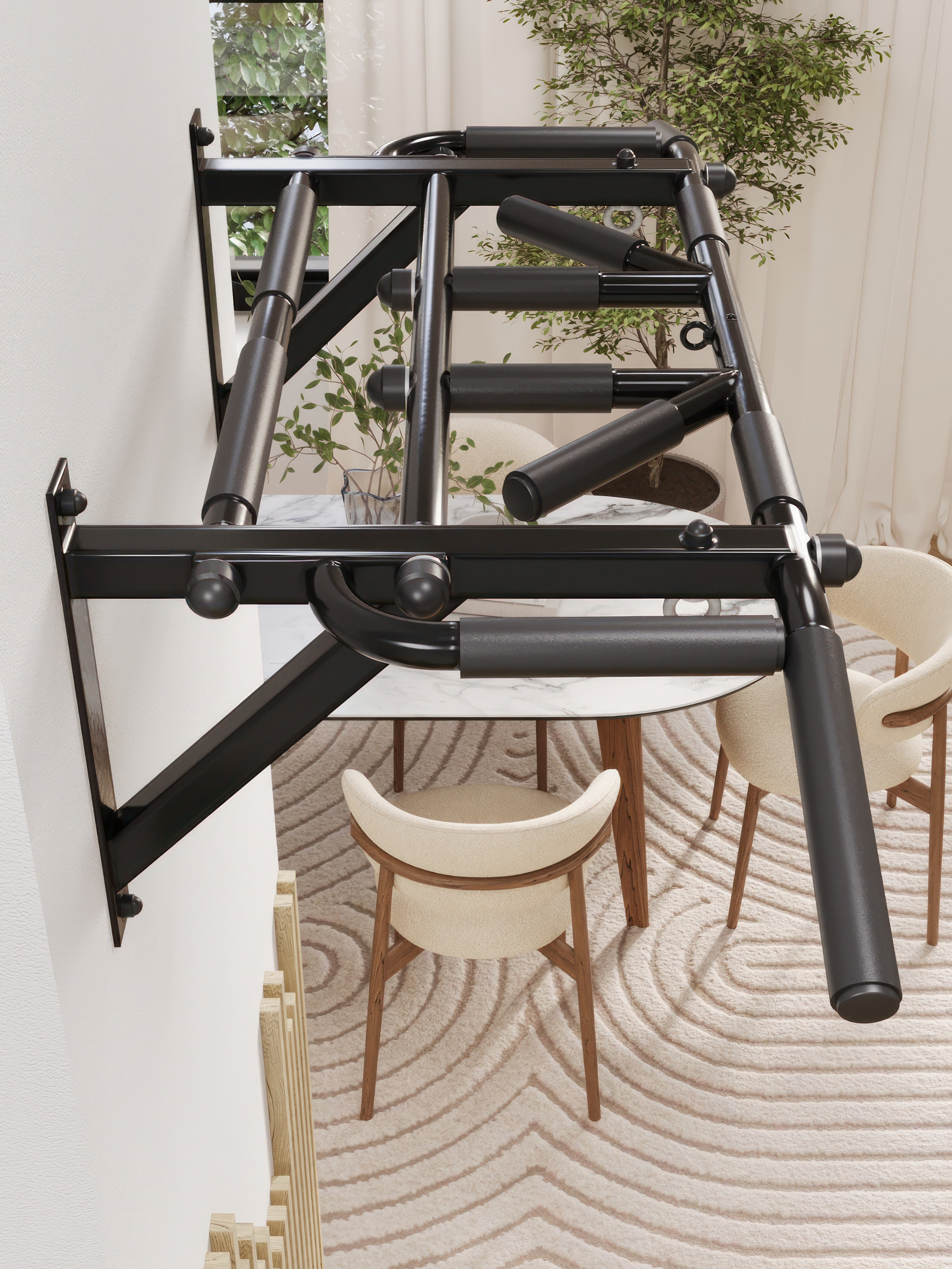 Турник настенный "Тарантул" PRO - прорезиненные хваты - фото 4