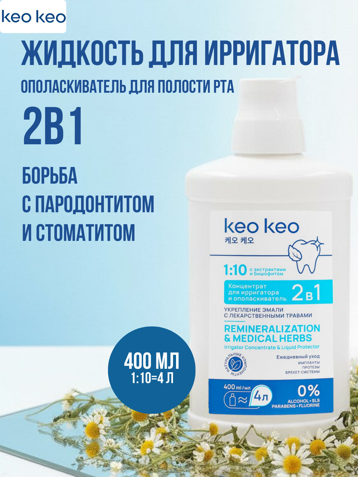 Ополаскиватель KEO KEO Укрепление эмали 400 мл - фото 1