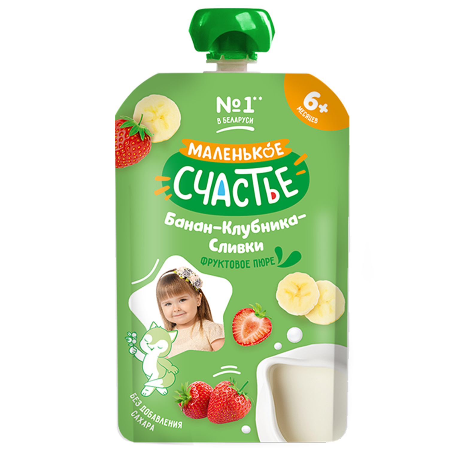 Пюре Маленькое счастье Клубника-банан-сливки с 6 мес 90 г - фото 1