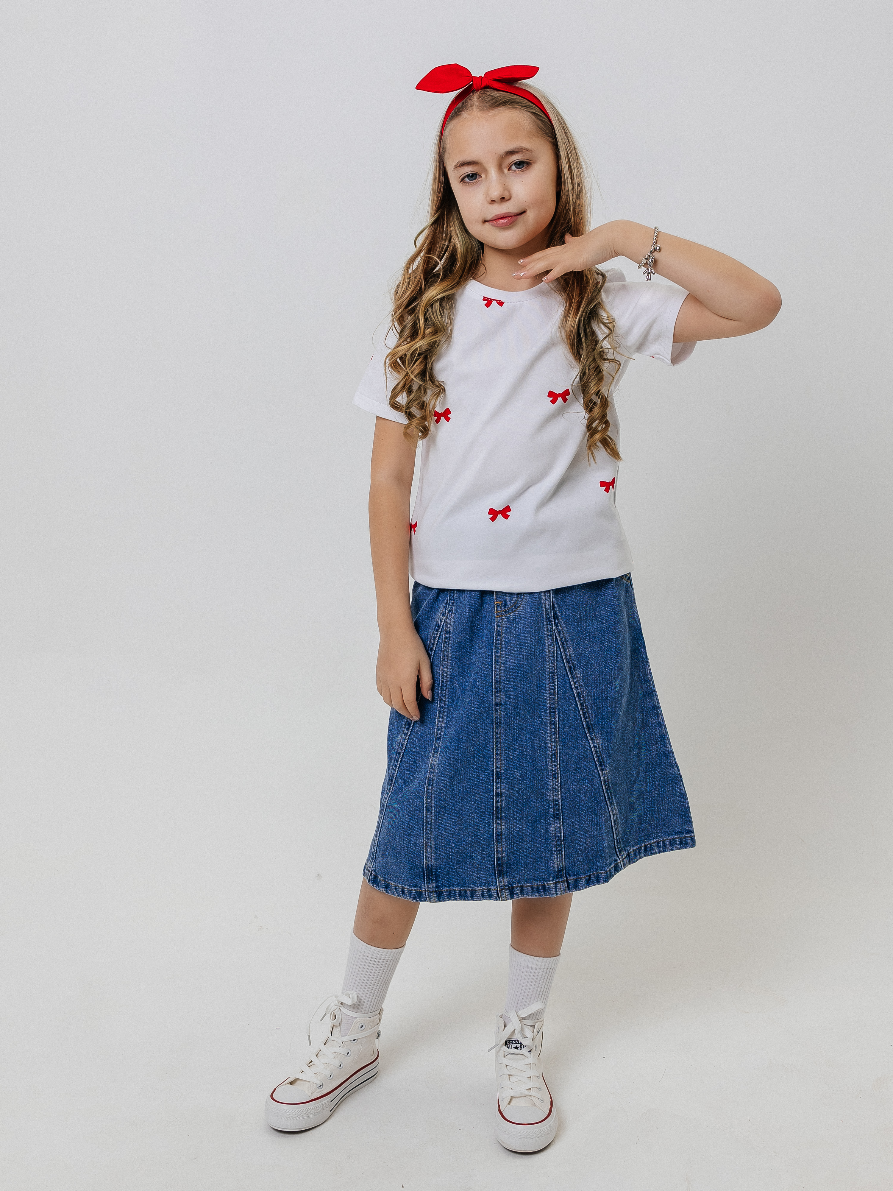 Футболка Селтекс Ю_ФК34 белый/бантик красный - фото 6