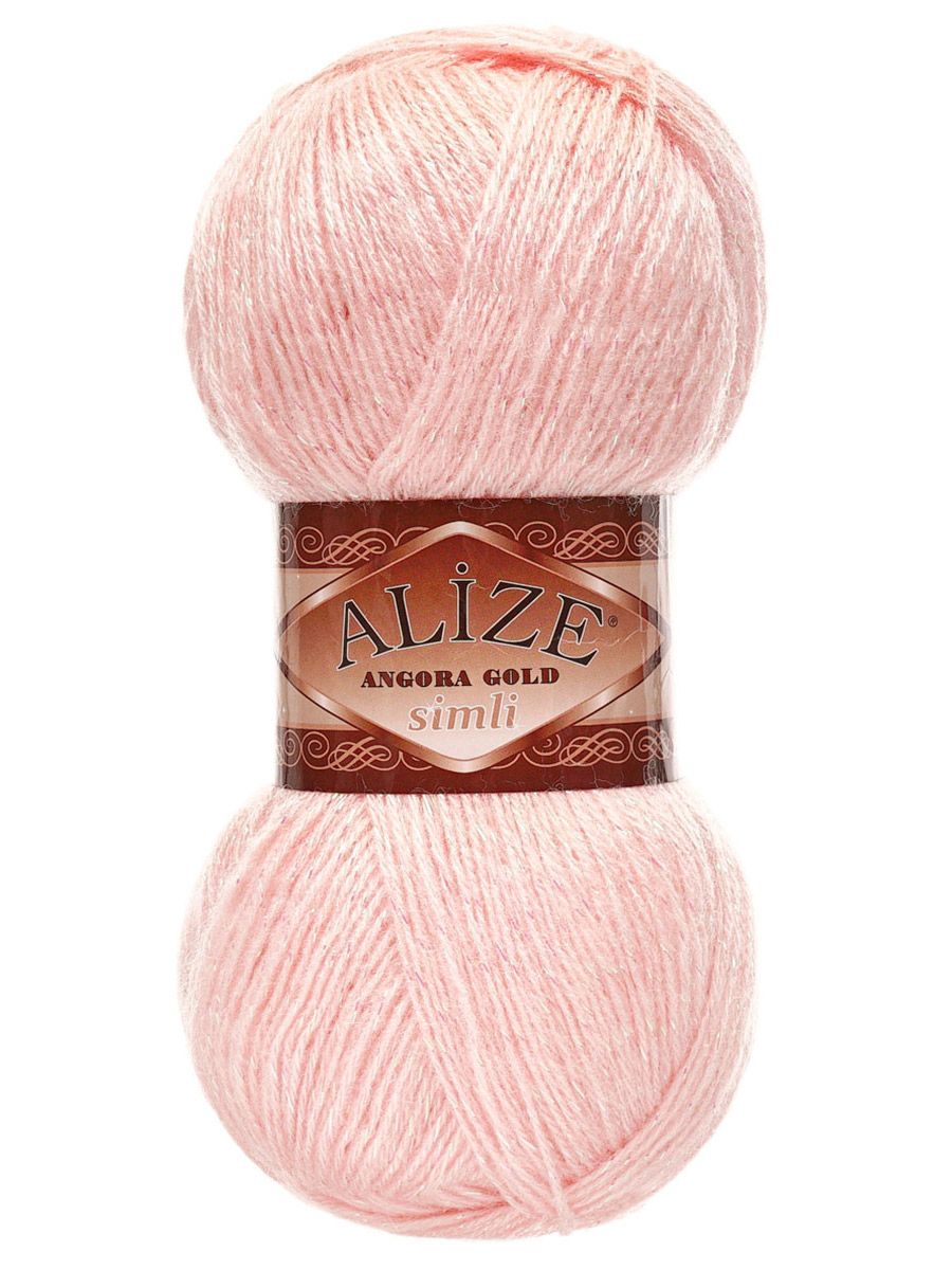 Пряжа Alize полушерсть Angora Gold Simli 100 гр 500 м 5 мотков 271 жемчужно-розовый - фото 4
