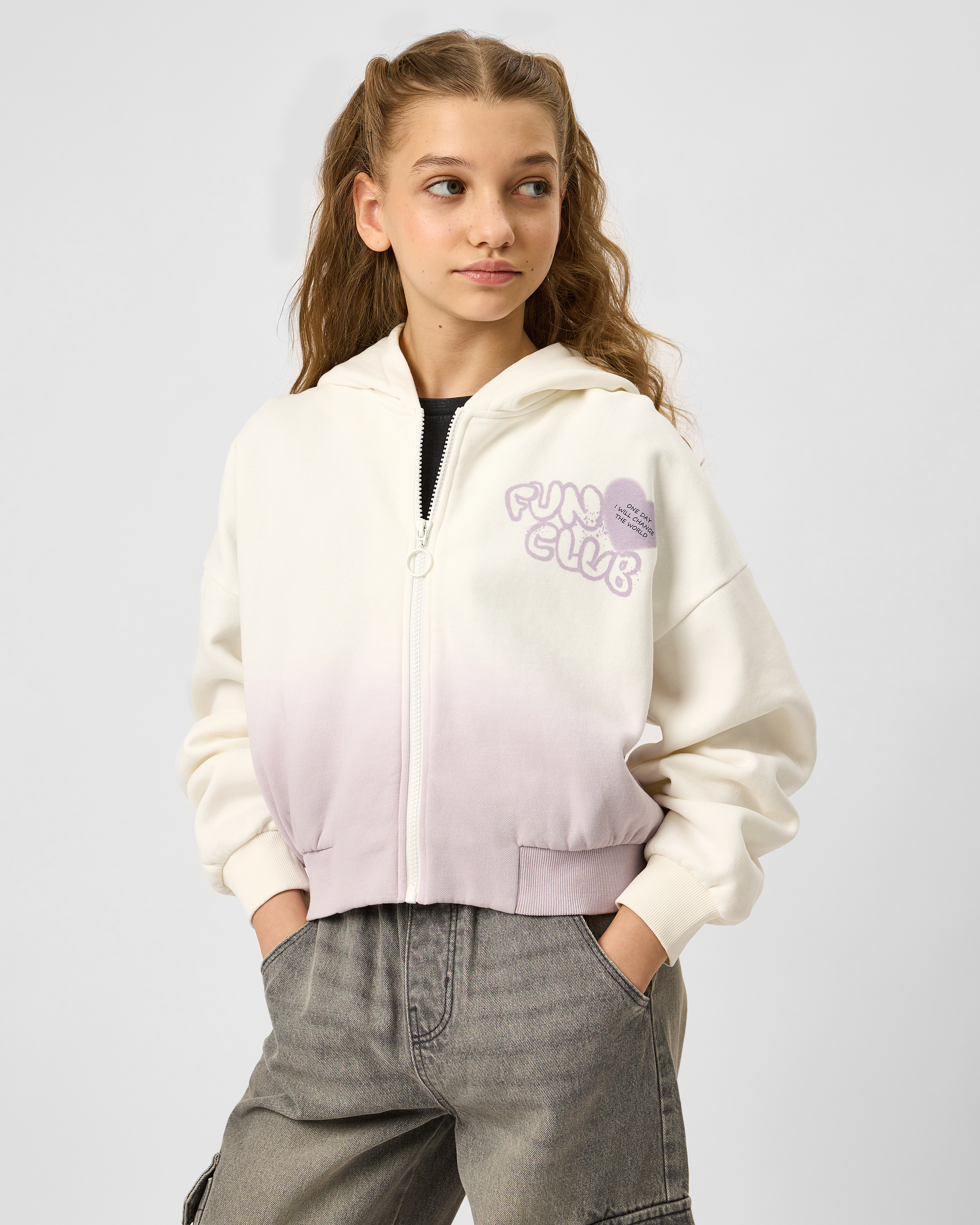 Изображение товара Укороченная детская толстовка Futurino с градиентом и граффити