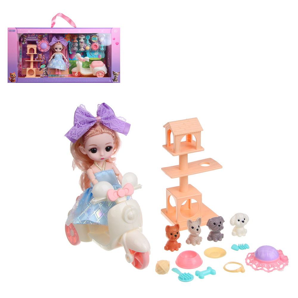 Кукла мини Игроленд с аксессуарами и питомцами высота 15 см 436-157 - фото 2