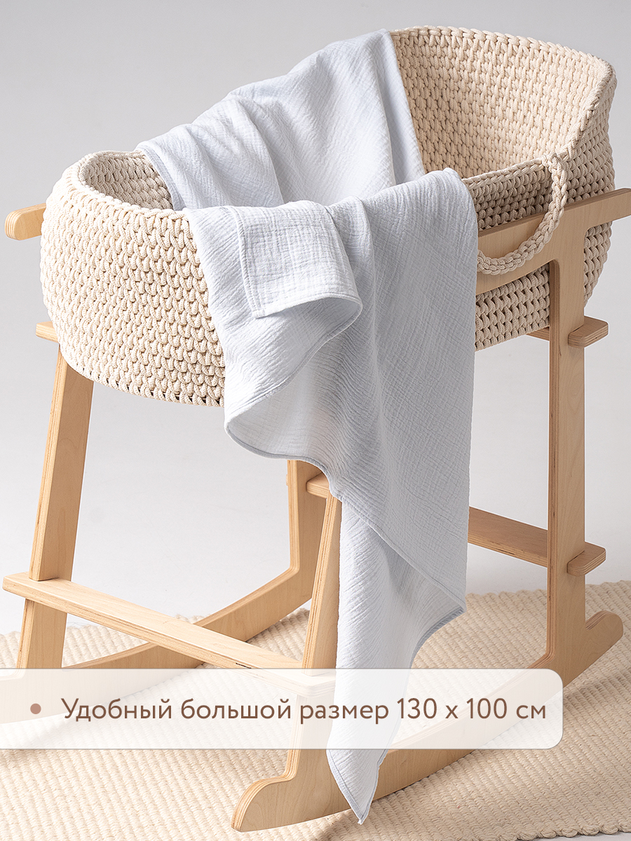 Пелёнка Perina Птички-Голубая пастель муслин 100х130 см 2 шт. - фото 6