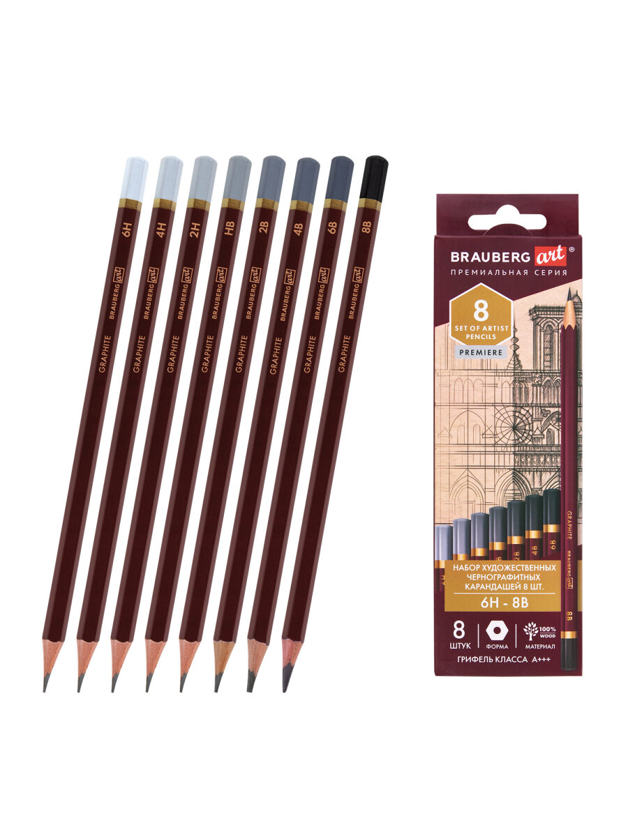 Карандаши чернографитные Brauberg 8 шт. - фото 4