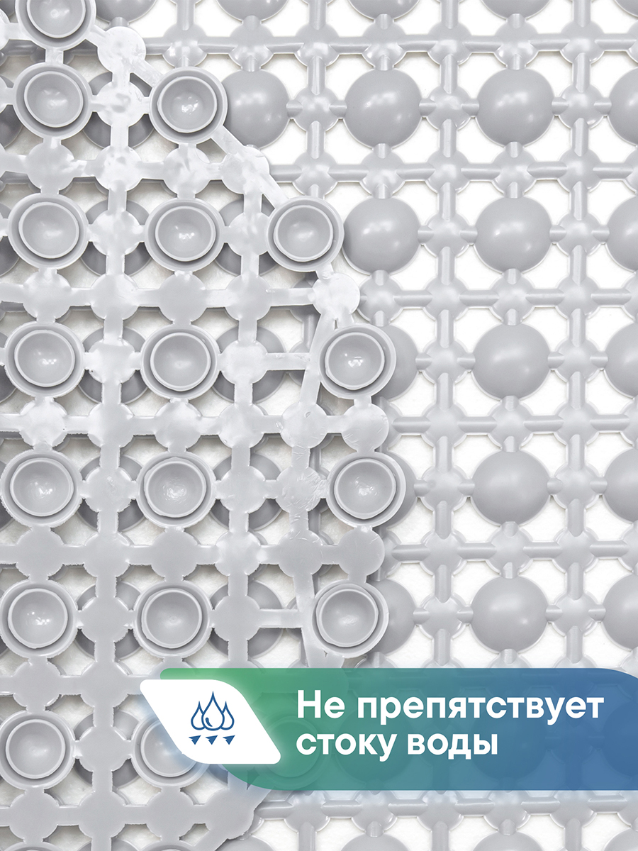 Коврик для ванной VILINA серый 36 x 65 см 1 шт. - фото 3