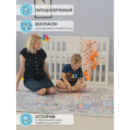 Развивающий коврик детский KOVRIKANA игровой серый дорога 120х175см