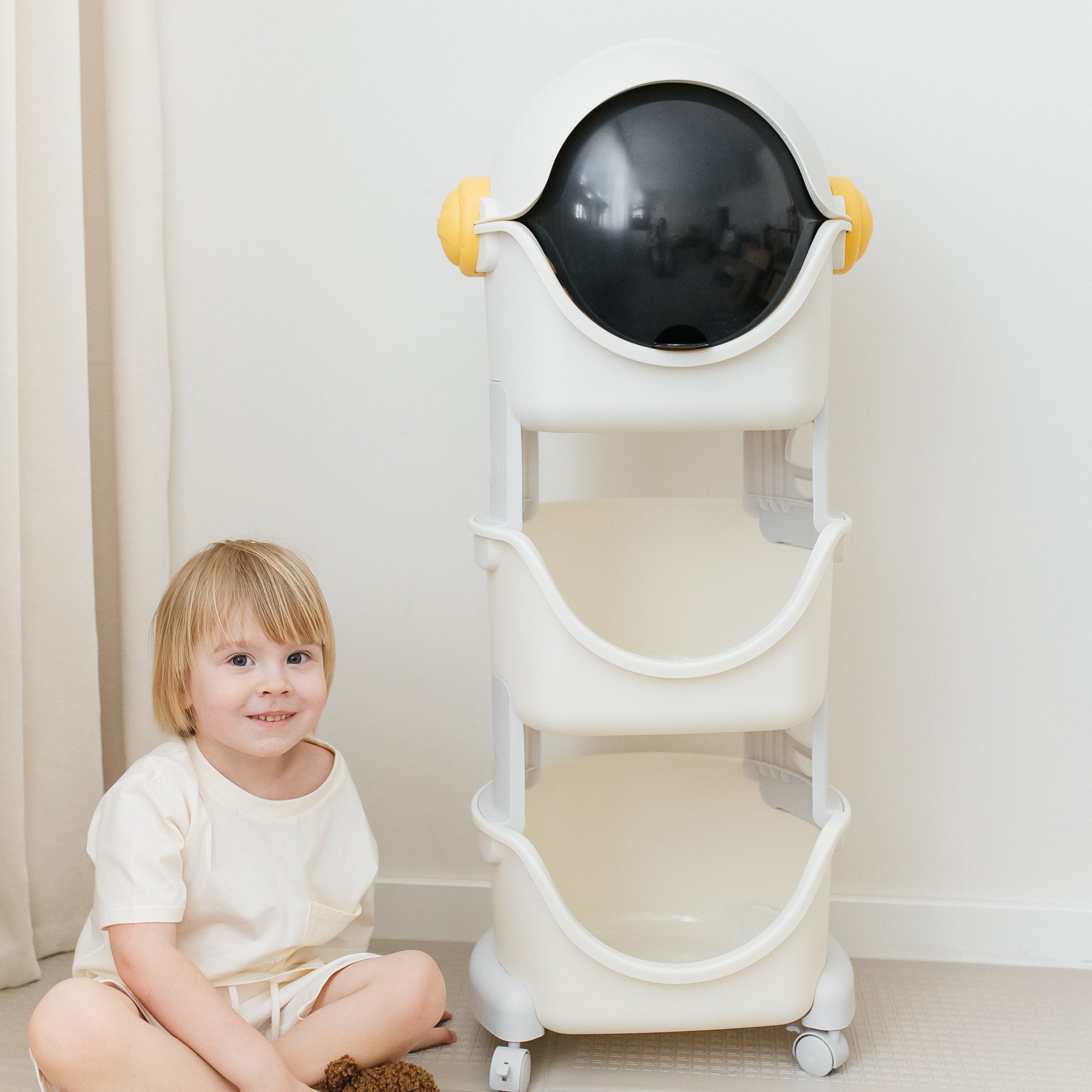 Стеллаж UNIX Kids Cosmo 3 levels Grey на колесиках - фото 8