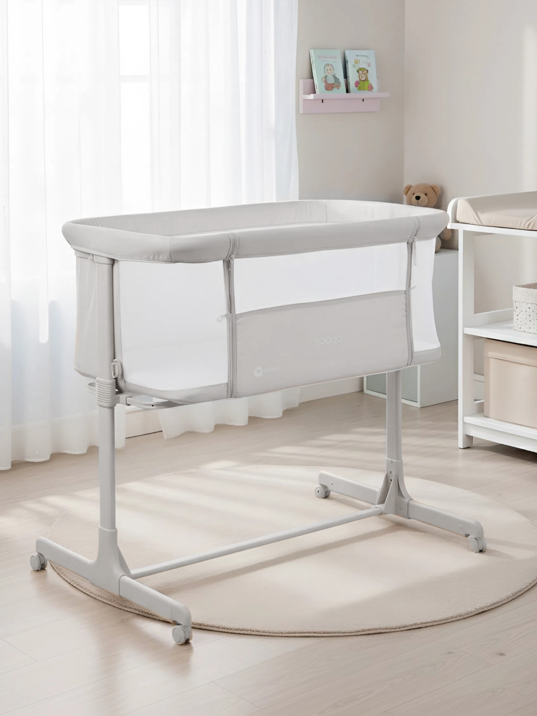 Детская кроватка Tomix Moona прямоугольная, без маятника (серый) - фото 14