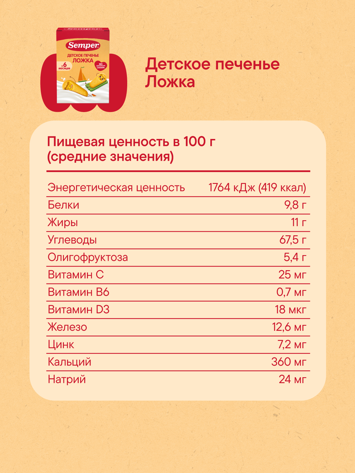 Печенье детское Semper ложка 120г с 6м - фото 6