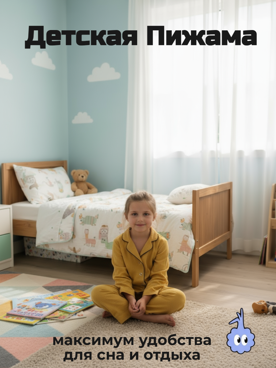 Пижама КВАРК лук пижама-муслин-горчица - фото 2