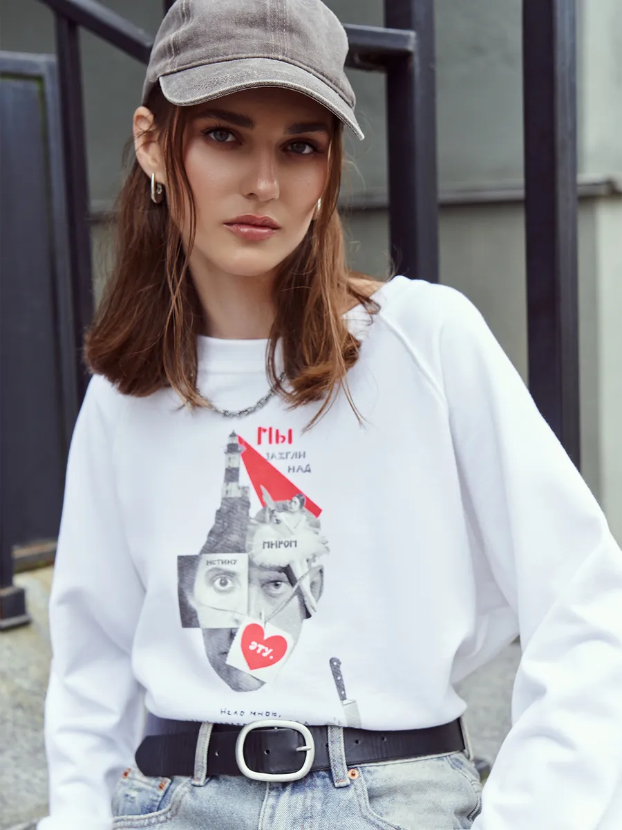 Свитшот Mark Formelle (Марк Формэль) 122510/белый +печать - фото 9