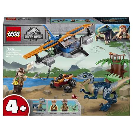 Конструктор LEGO Jurassic World Велоцираптор: спасение биплан блочный