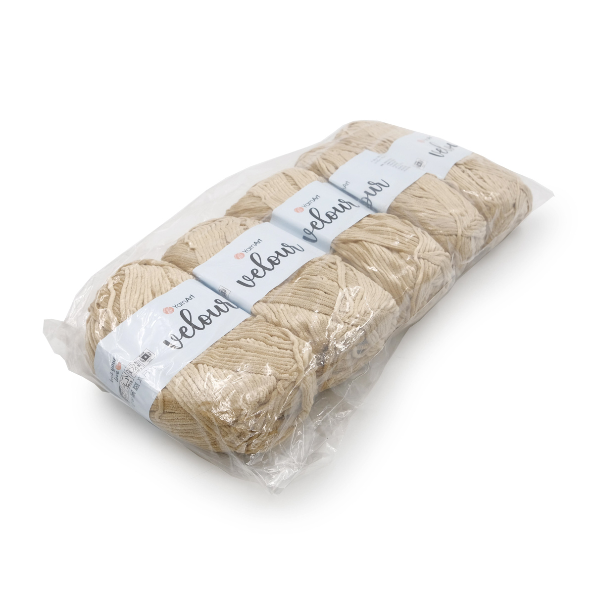 Пряжа для вязания YarnArt Velour 100 г 170 м микрополиэстер мягкая велюровая 5 мотков 843 бежевый - фото 3