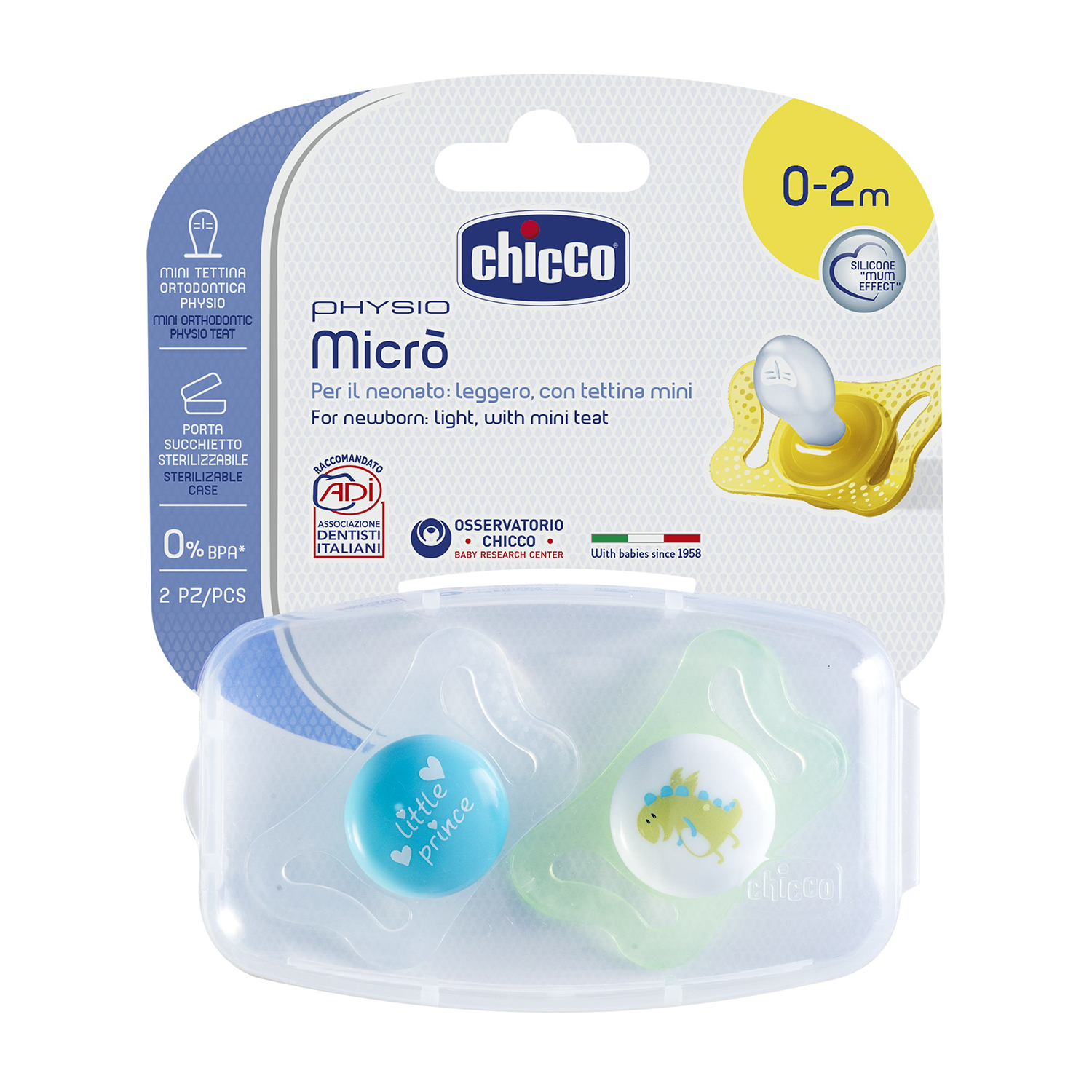 Пустышка Chicco ортодонтическая от 0 мес. 2 шт. - фото 1