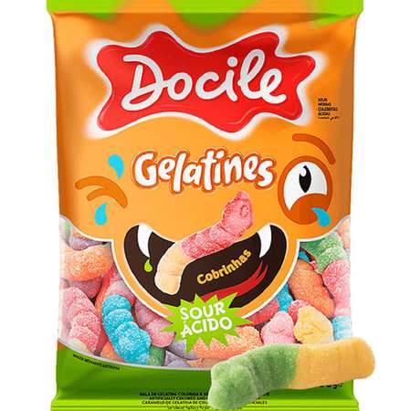 Жевательный мармелад Docile Gelatines sour worms ELATINES Червячки со вкусом ягод и фруктов 80г