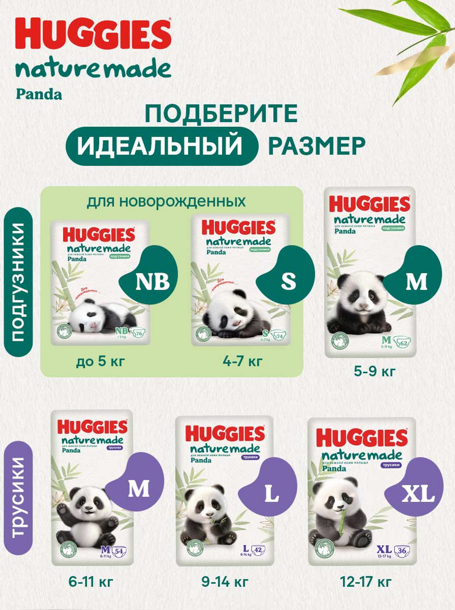 Подгузники Huggies Naturemade Panda для новорожденных 2 (4-7кг) 4 шт. - фото 15
