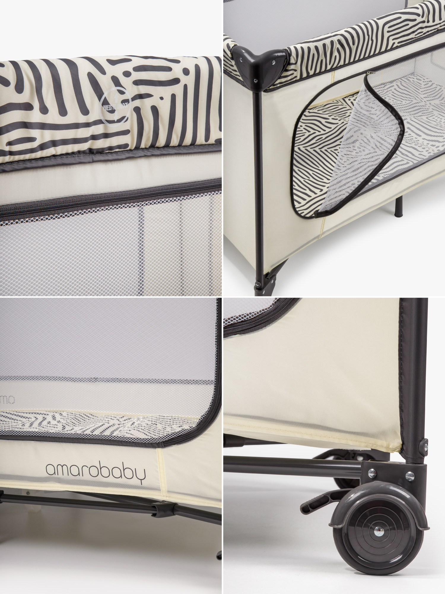 Манеж кровать Amarobaby SMART бежевый AMARO-26SM/3310 - фото 5