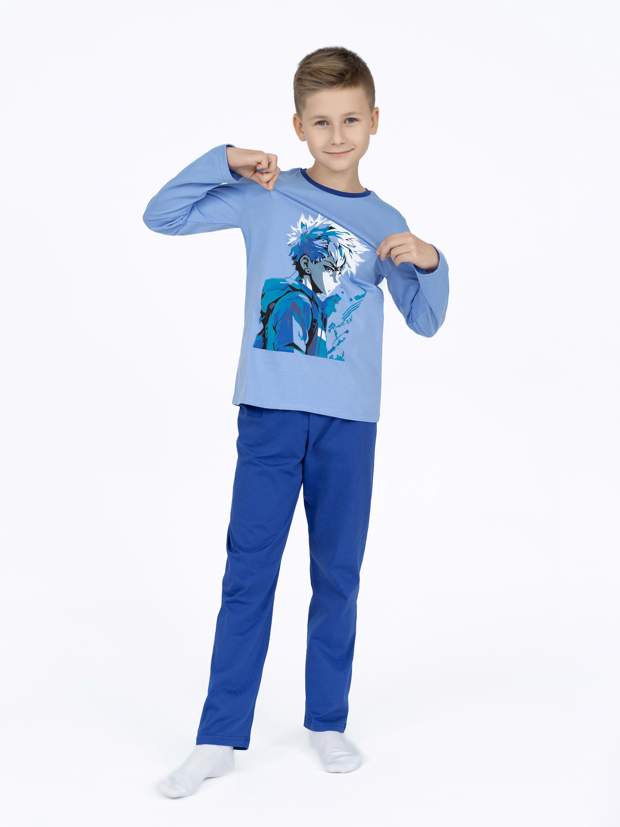 Пижама Утенок ПЖ-1810 т.голубой джип - фото 1