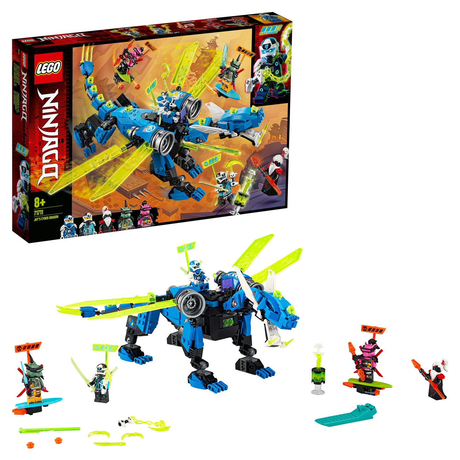 Конструктор LEGO NINJAGO Кибердракон Джея блочный - фото 1