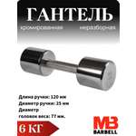 Гантель MbBarbell Фитнесс неразборная 6,0 кг хром