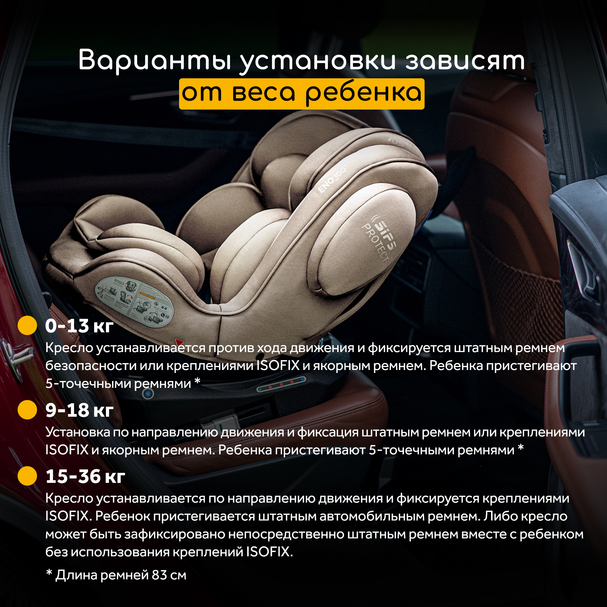 Автокресло Osann Eno 360 Wheat 0-36 кг Isofix 0+/1/2/3 (0-36 кг) бежевый - фото 8