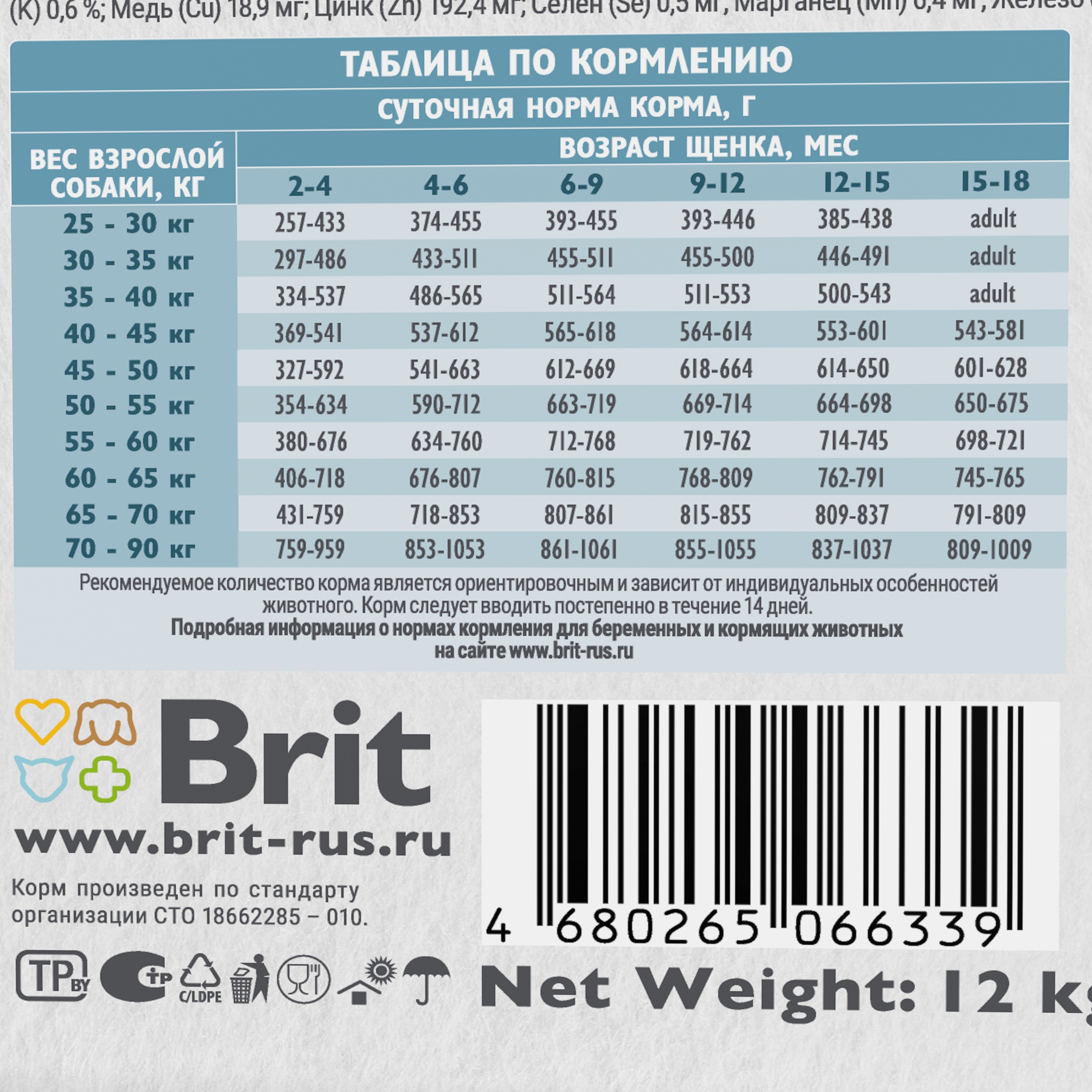 Корм для щенков Brit Care 12кг крупных пород с индейкой и уткой - фото 6