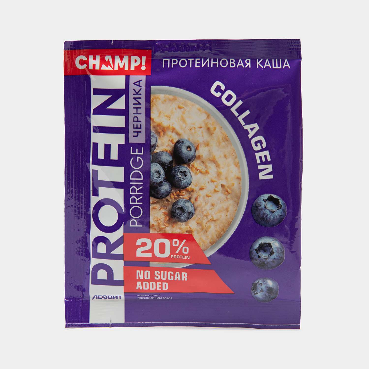 Каша протеиновая CHAMP овсяная со льном Черника 40г - фото 1