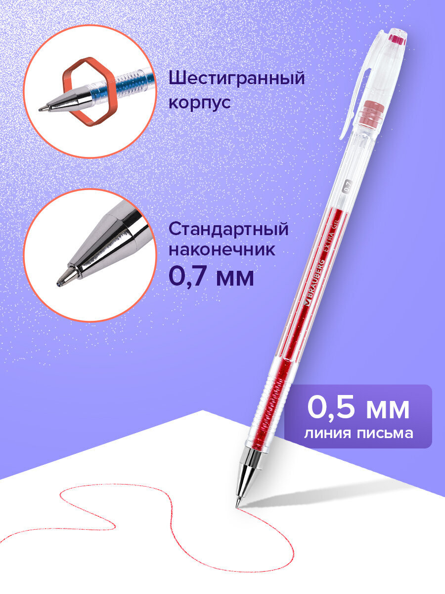 Ручка гелевая Brauberg 6 шт. - фото 3