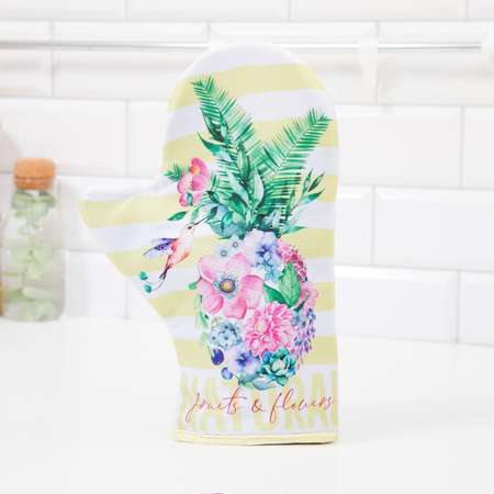 Рукавичка кухонная Доляна Цветущий ананас 24*32см