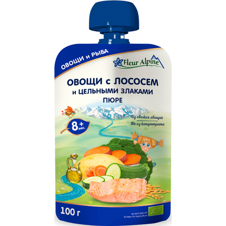 Пюре Fleur Alpine Овощи-лосось-цельные злаки с 8 мес 100 г