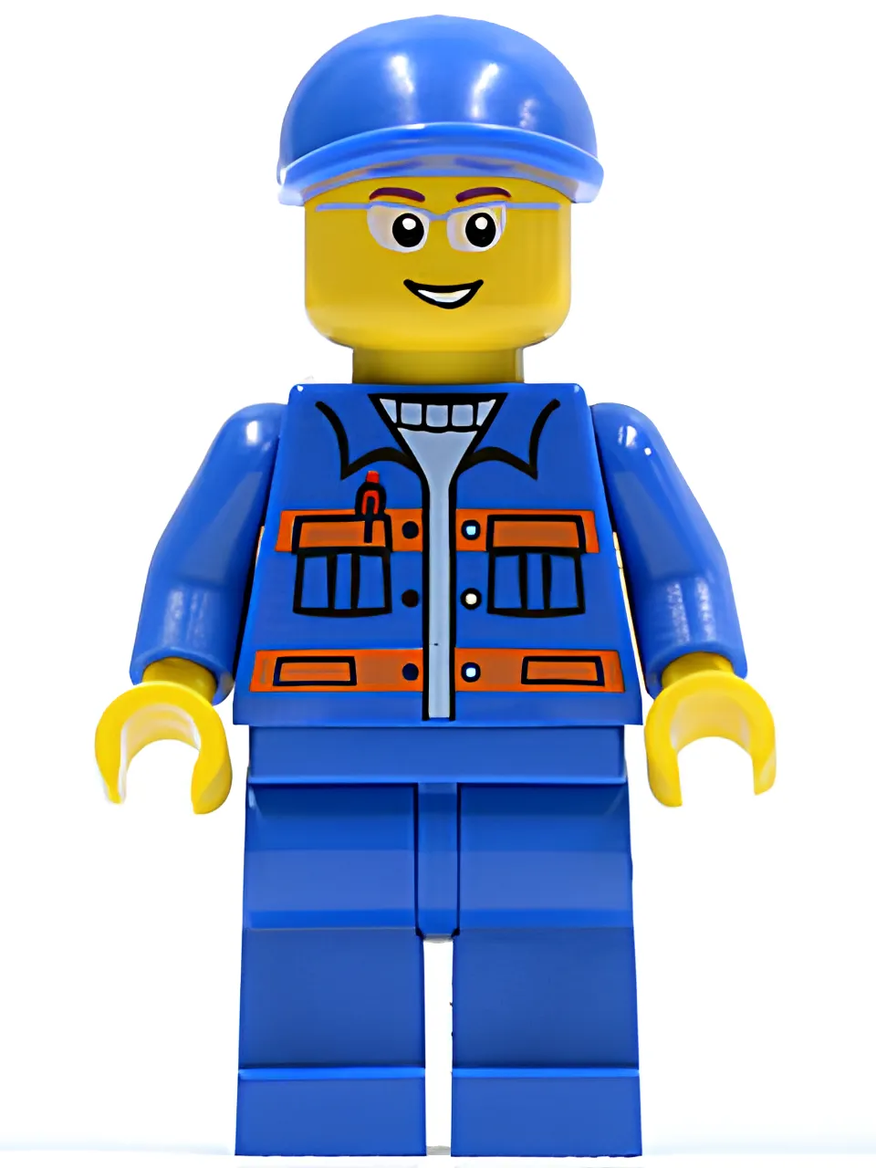 Изображение товара Минифигурка LEGO City Синяя куртка с карманами и оранжевыми полосками Изображение товара Минифигурка LEGO City Синяя куртка с карманами и оранжевыми полосками