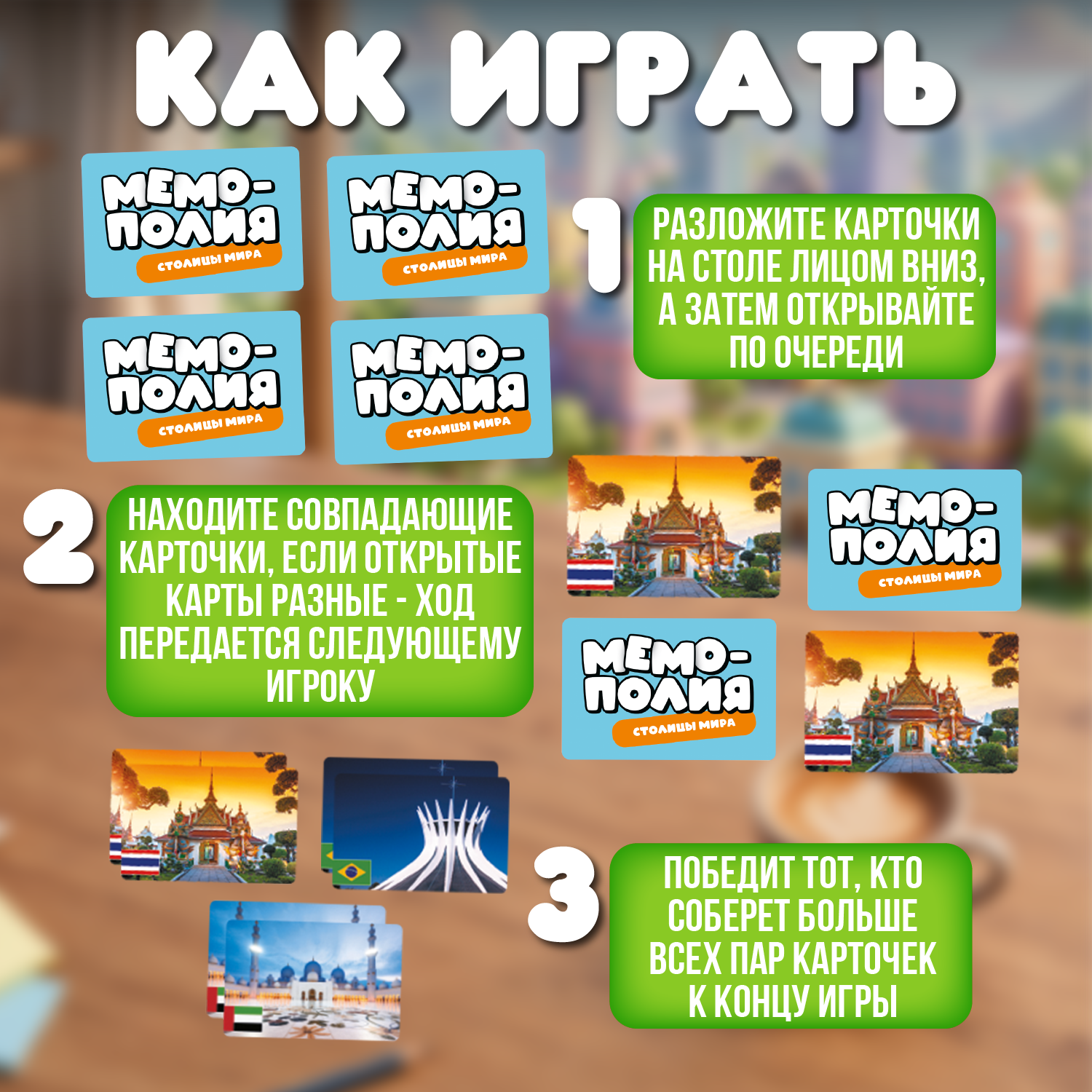 Настольная игра Attivio Мемори Столицы - фото 5