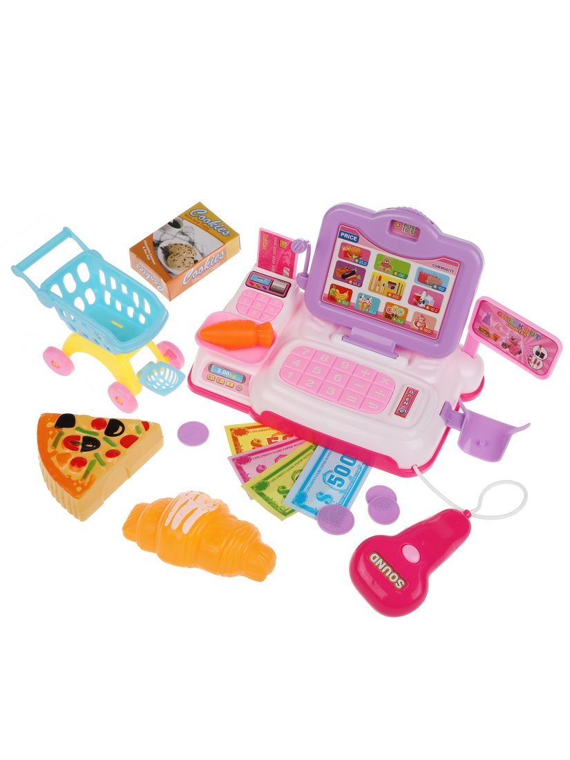 Игровой набор Наша Игрушка продукты, прилавок, касса, тележки и корзинки - фото 2