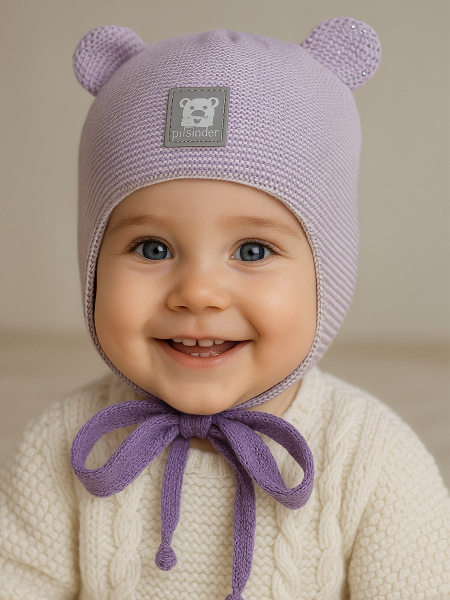 Шапка ПриКиндер D2-1890 Цвет: Сиреневый/молочный - фото 1