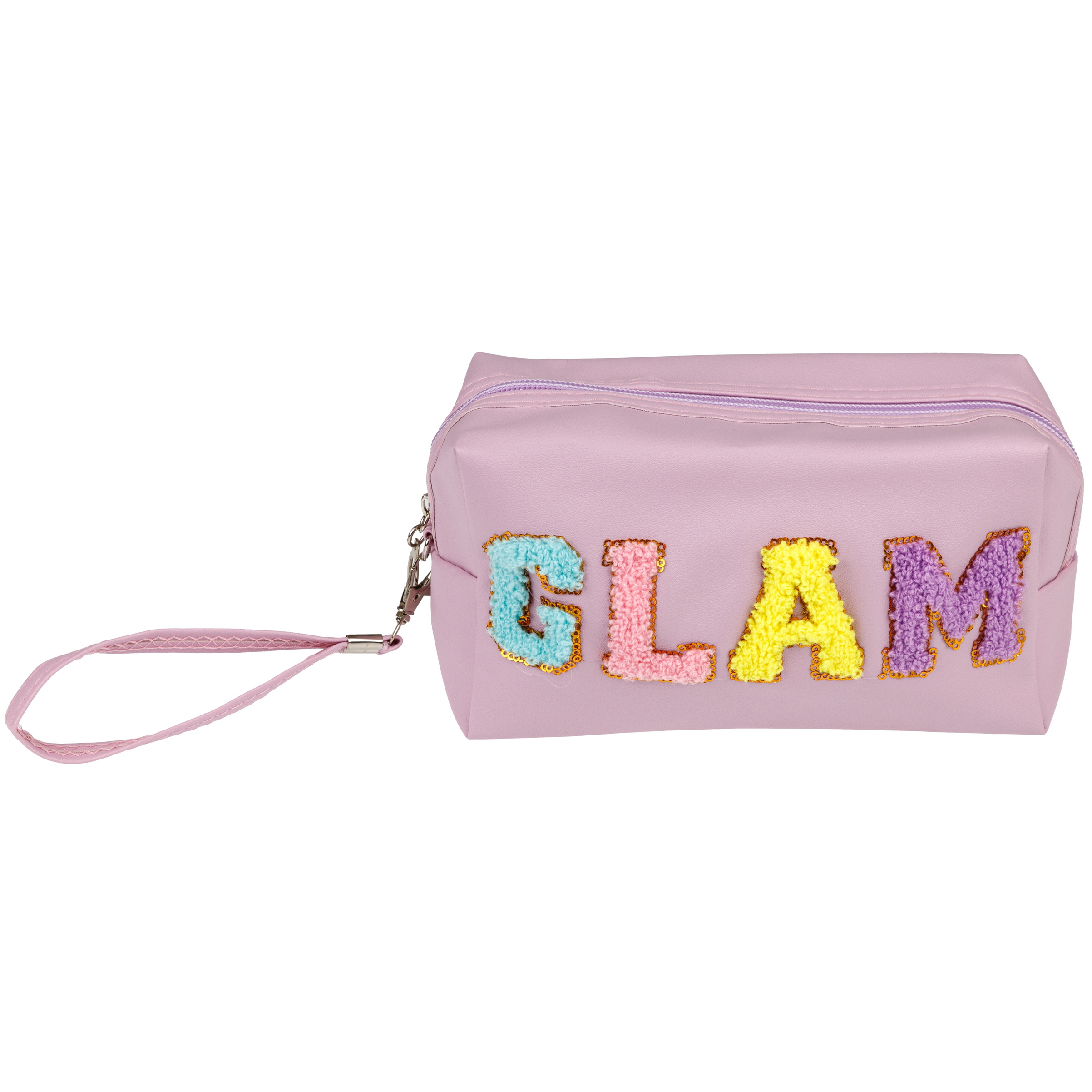 Косметичка LUKKY Glam Style с вышивкой плюшевыми буквами 18х 10х 8 см - фото 8