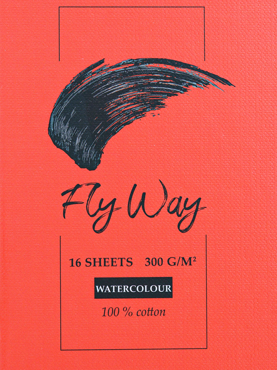 Скетчбук акварельный ТМ FlyWay Классика красный 16 л 190х295 мм 200г/м2 100% хлопок - фото 4