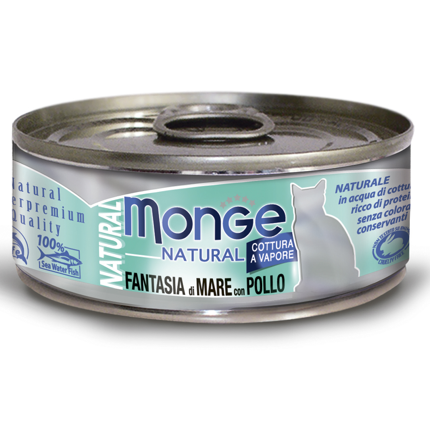 Корм влажный для кошек MONGE Natural 80г морепродукты с курицей консервированный - фото 1
