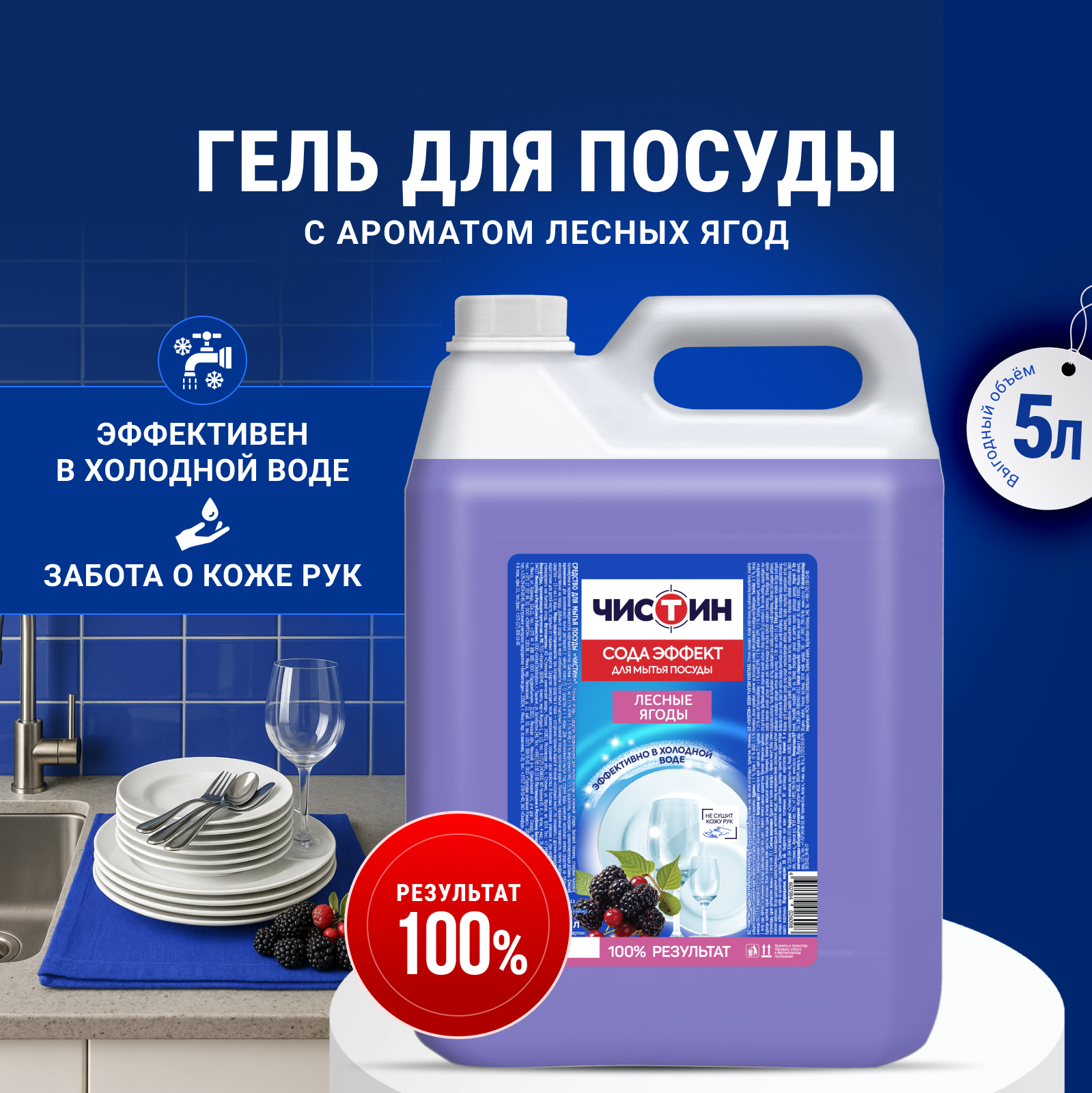 Средство для мытья посуды Чистин Лесные ягоды 5000 мл - фото 1