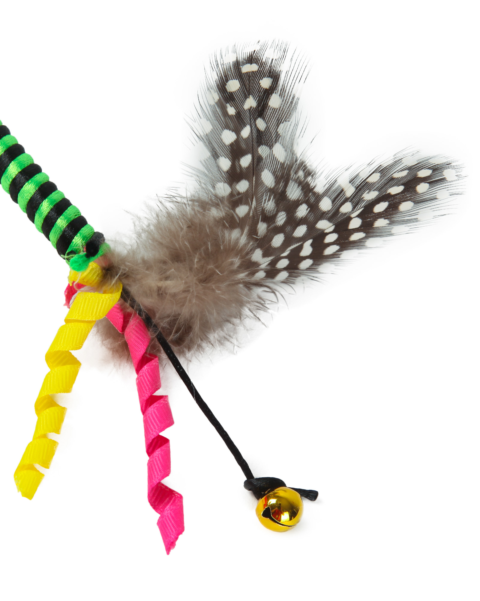 Игрушка для кошек Barbaks Палочка с бубенчиком и натуральными перьями 43*5см - фото 4