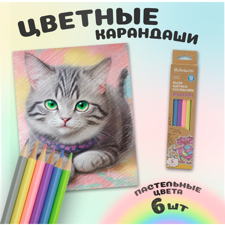 Карандаши цветные ПАНДАРОГ 6 шт.