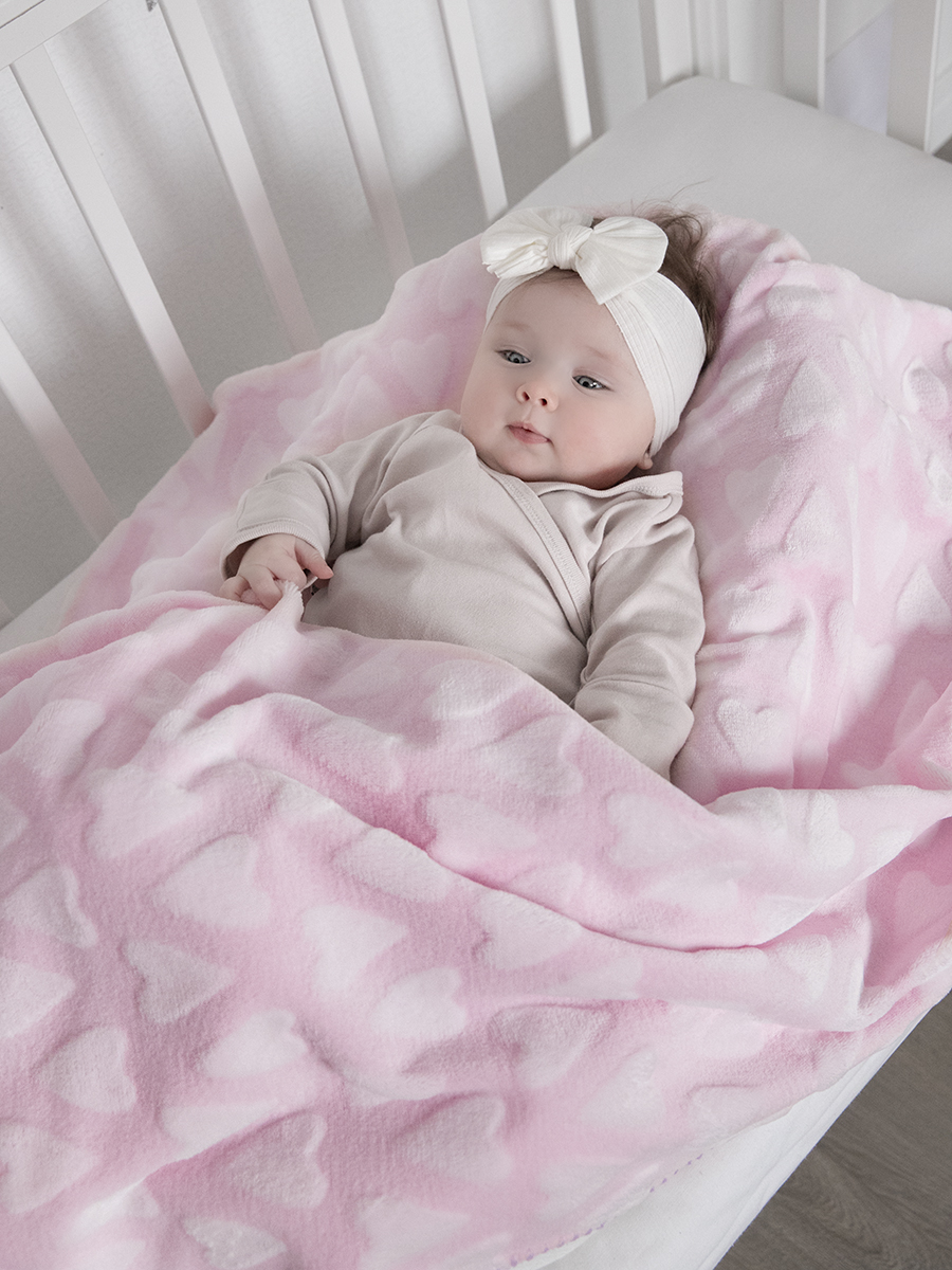 Плед Baby Nice розовый сердечки велсофт 75 x 100 см - фото 6
