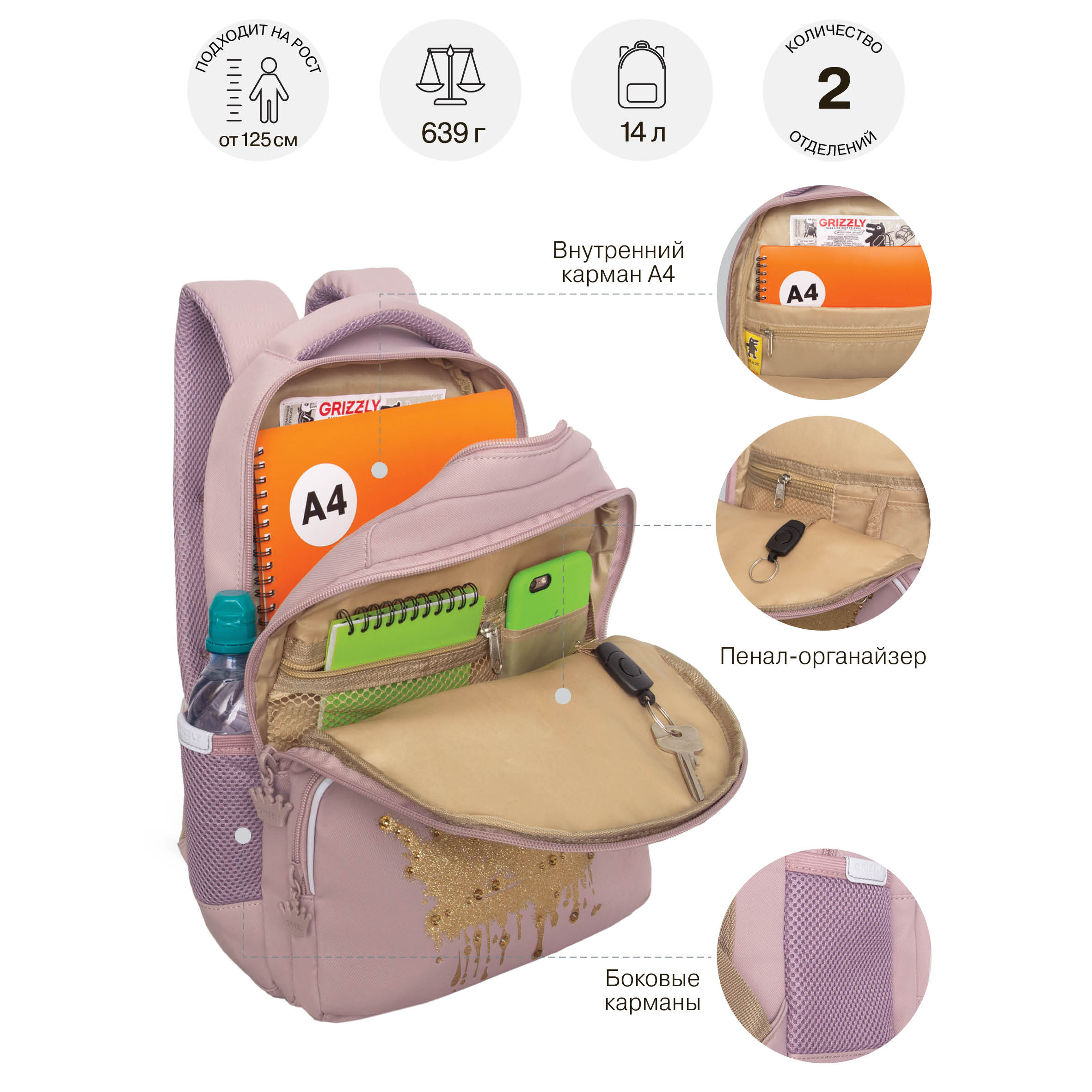 Рюкзак Grizzly Для девочки - фото 8