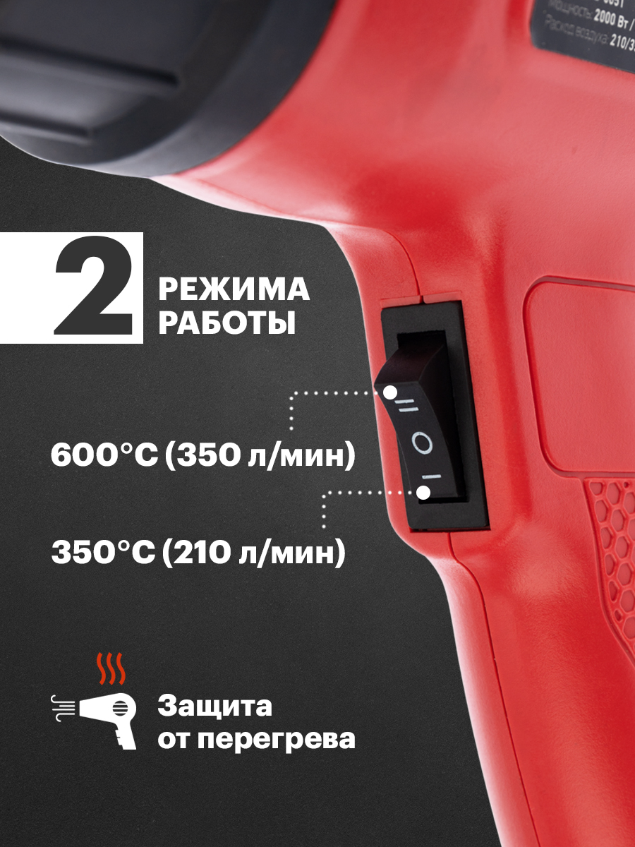 Фен строительный REXANT Compact 1800 Вт - фото 2