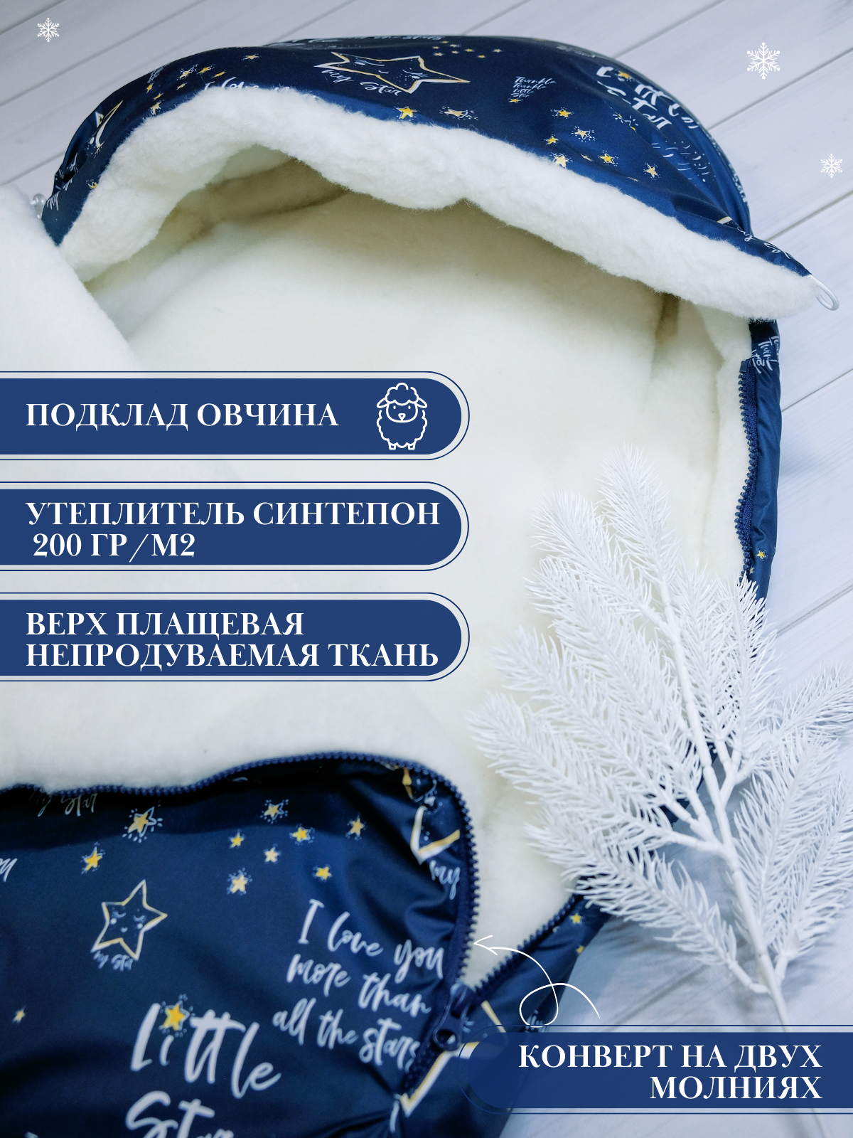 Конверт в коляску babyglory Комплект на выписку из роддома синий - фото 3